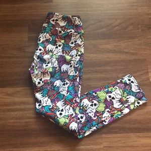 LuLaRoe Colorful Skull Print Leggings